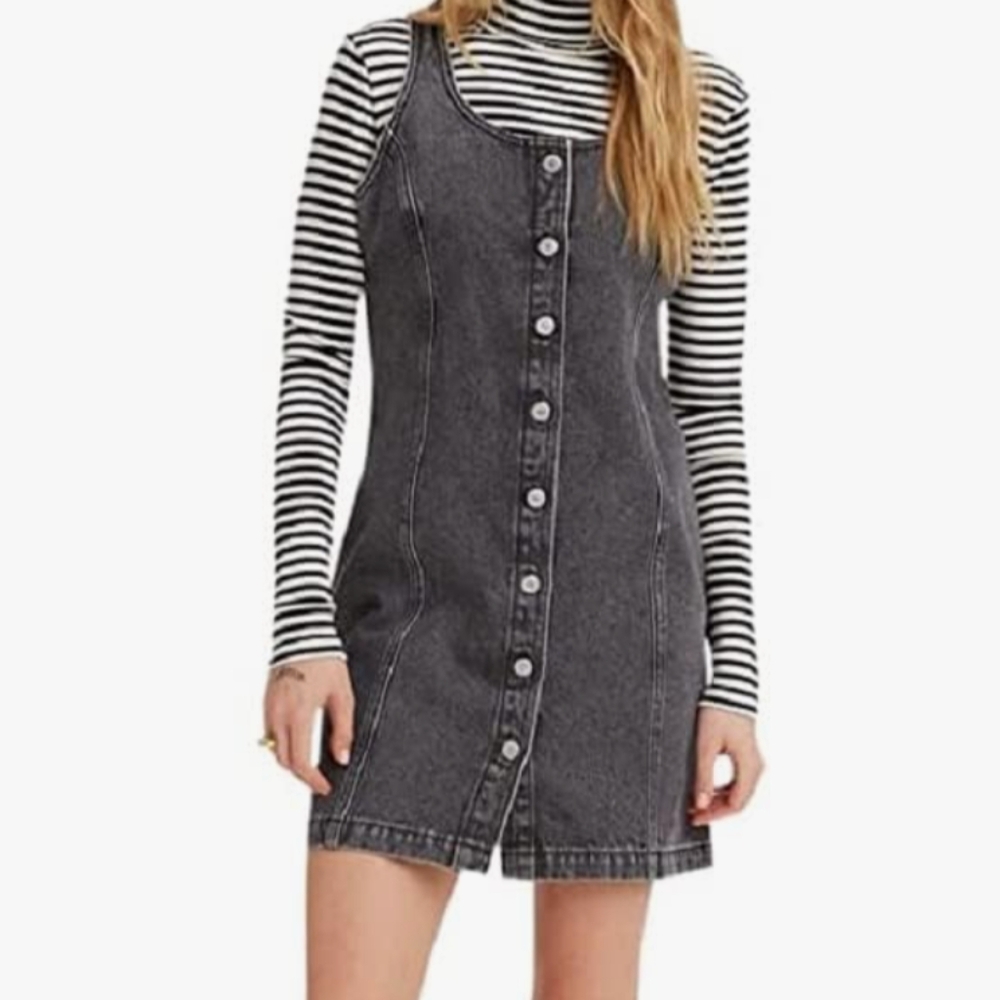Levi's Tuli Black/Gray Denim Mini Dress XS